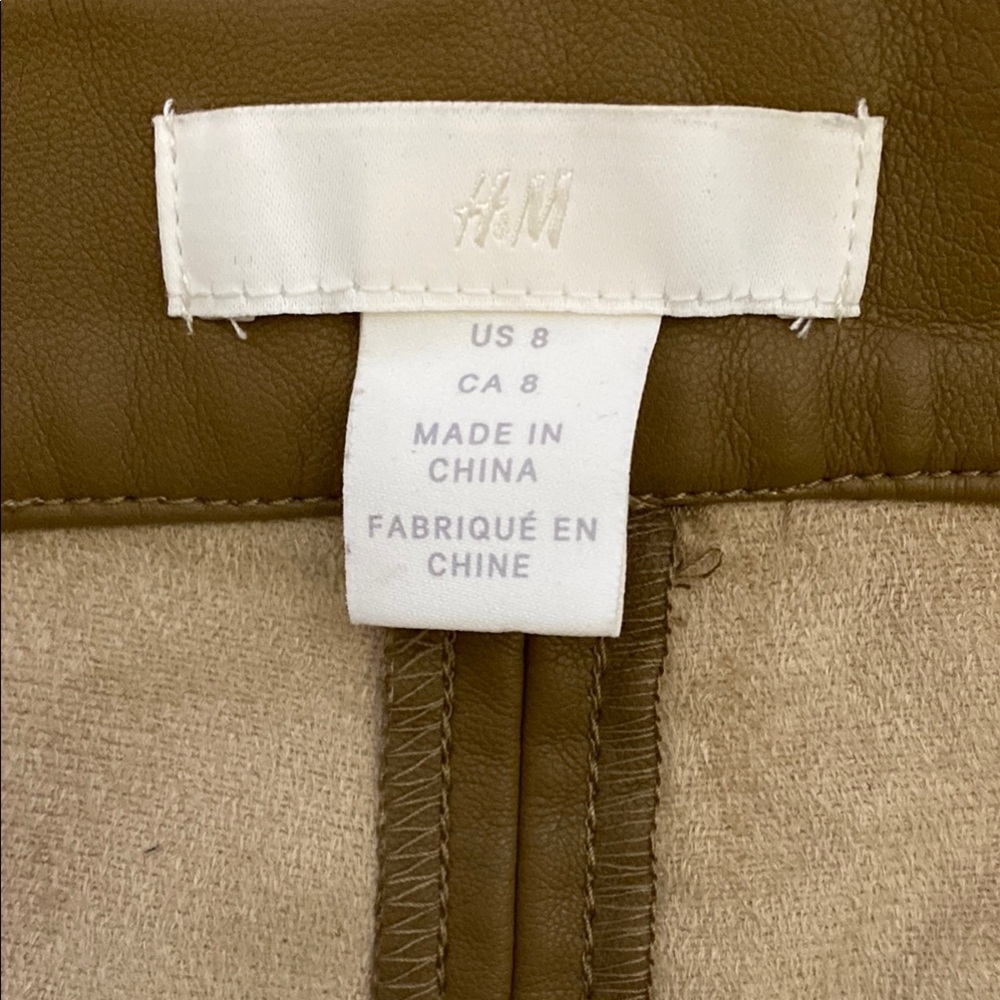 H&M Brown Vegan Leather A-Line Midi Skirt, Size 8 - Picture 3 of 6